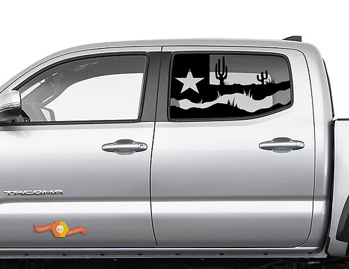 Texas Flag Desert Landscape Side Window Vinyl Decal Sticker for Toyota Tacoma