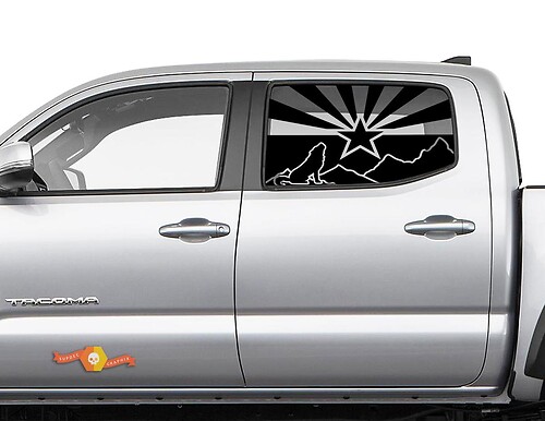 Arizona Flag Wolf Mountains Side Window Vinyl Decal Sticker for Toyota Tacoma
