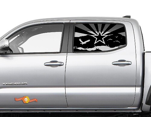 Arizona Mountains Eagle Desert Cactus Flag Windshield Vinyl Sticker Decal