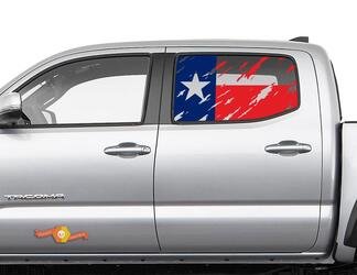 Toyota Tacoma 4Runner Tundra Hardtop Flag Texas Colour Destroyed Windshield Decal JKU JLU 2007-2019 or Dodge Challenger Charger Subaru Ascent Forester Wrangler Rubicon - 146