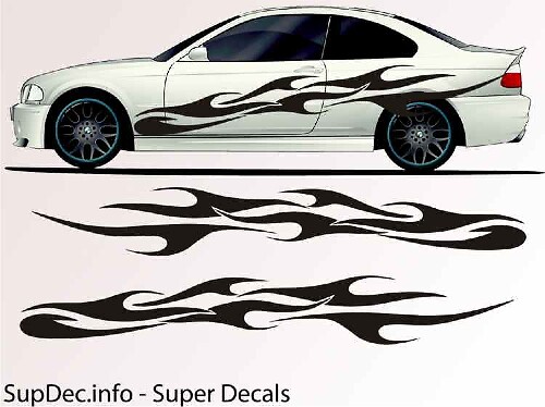 Abstract Style Flame Tongues Side Vinyl Decal Sticker