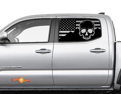 USA Mountains Skull Hardtop Flag Windshield Vinyl Sticker Decal