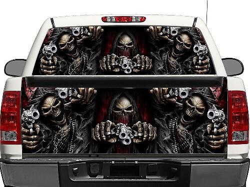 Skulls & Pistols Rear Window or Tailgate Vinyl Decal for Pick-up Trucks SUVs