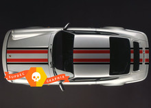 Porsche 911 Two Tone Classic Hood Roof Rear Stripes Decal Sticker 2
