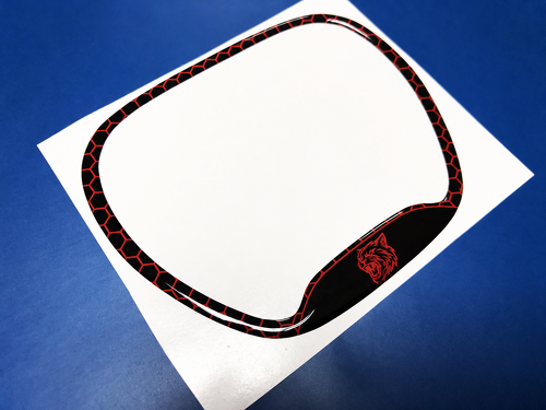 Hellcat Style Red Honeycomb Custom Cat Domed Trim Ring Steering Wheel Vinyl Decal Sticker for Dodge