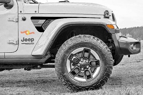 Side Gravity Flag USA Style Extended Fender Vent Blackout Vinyl Decal Sticker Graphics Kit for Jeep Gladiator JT Wrangler JL JLU