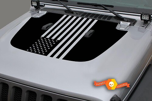 USA Flag Hood Vinyl Decal for Jeep Gladiator JT and Wrangler JL JLU