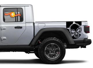 Pair of Jeep Gladiator Side Door Stripes Skull  Star Decals Vinyl Graphics Stripe kit for 2020-2021 for both sides