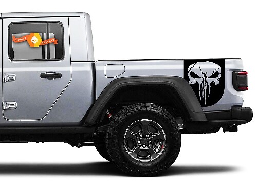 Punisher Skull Rear Side Vinyl Decal Sticker Kit for Jeep Gladiator