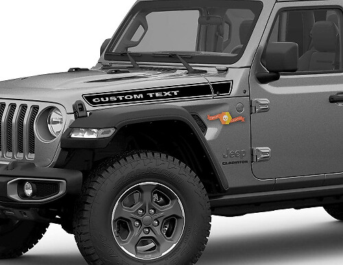 Custom Text Side Hood Boundary Line Strip Graphics Vinyl Decal Sticker for Jeep Gladiator JT Wrangler JL JLU