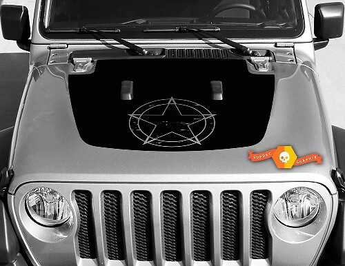 Hood Military Star Style Vinyl Decal Sticker for Jeep Gladiator JT Wrangler JL JLU