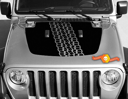 Hood Tire Tracks Style Vinyl Decal Sticker for Jeep Gladiator JT Wrangler JL JLU