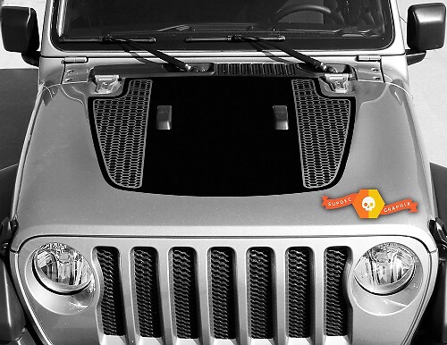 Dual Honeycomb Stripes Blackout Hood Vinyl Decal for Jeep Gladiator & Wrangler 