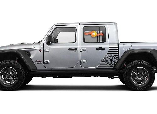 Side Flag USA Punisher Military Star Body Vinyl Graphic Stripes Kit Decal Sticker for Jeep Gladiator