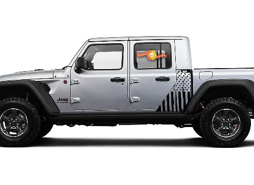 Side Flag USA Mountains Forest Body Vinyl Graphic Stripes Kit Decal Sticker for Jeep Gladiator