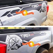 Pair of TRD 4x4 off road Compass Mountains Edition bed side Vinyl Decals graphics sticker kit for Toyota Tacoma all years 3
