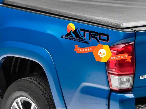 TRD Mountain Retro Style Bedside Vinyl Decal Sticker for Toyota Tacoma
