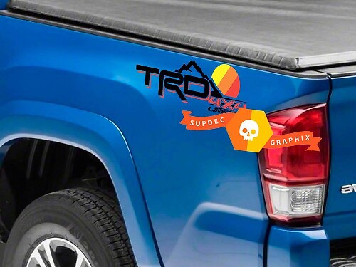 TRD Mountains Vintage Style Bedside Vinyl Decal Sticker for Toyota Tacoma