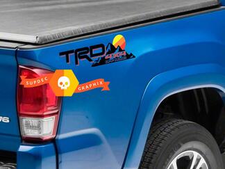 Pair of TRD 4x4 Off Road Line Mountains Vintage Old Style Sunset Line Style Bed Side Vinyl Stickers Decal Toyota Tacoma Tundra FJ Cruiser