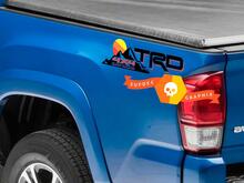 Pair of TRD 4x4 Off Road Line Mountains Vintage Old Style Sunset Line Style Bed Side Vinyl Stickers Decal Toyota Tacoma Tundra FJ Cruiser 2