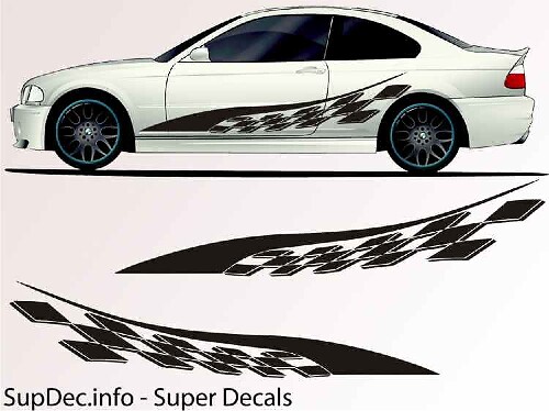 Checkered Style Side Vinyl Decal Sticker