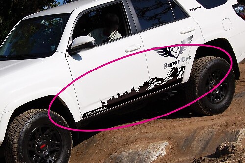 Mountains Trees and Wolf Side Door Vinyl Decal Sticker for Toyota 4Runner 2009-2024