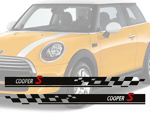 Cooper S Side Checkered Stripes Vinyl Decal Kit for Mini Cooper