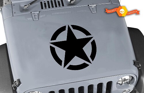 Military Star Blackout Hood Vinyl Decal for Jeep Wrangler