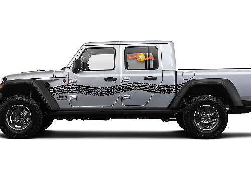 Extra Large Curved Tire Tracks Style Vinyl Decal Sticker Graphics Kit for Jeep Gladiator JT