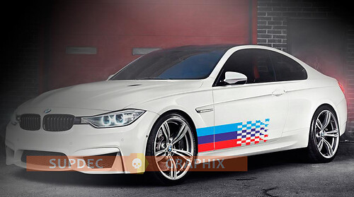 M Style Checkered Flag Side Vinyl Decal Sticker for BMW M2