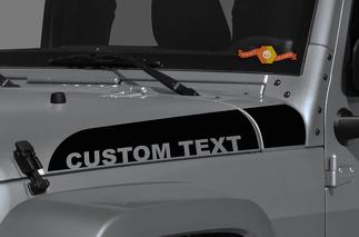 Pair of Jeep Wrangler Gladiator JT JL JLU Rubicon Hood Custom Text Spear Vinyl Decal Graphic kit for 2018-2021