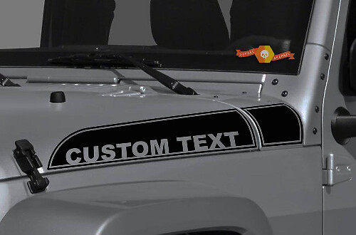 Custom Text Outline Hood Stripes Vinyl Decal Kit for Jeep Wrangler Gladiator