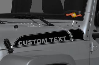 Pair of Jeep Wrangler Gladiator JT JL JLU Rubicon Hood Custom Text Trim Spear Vinyl Decal Graphic kit for 2018-2021