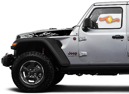 Pair of Stylish Mountains Hood Vinyl Sticker Decals for Jeep Wrangler Gladiator Rubicon JT JL JLU