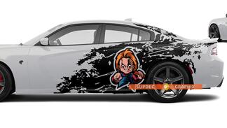 Dodge Challenger Charger Chucky style Splash Grunge Stripes Kit Hell Cat Vinyl Decal Graphic