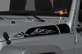 Jeep Wrangler Gladiator JT JL JLU Rubicon Hood Mountains Vinyl Decal Graphic kit for 2018 2021