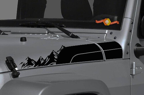 Mountain Style Hood Side Stripes Vinyl Decal Kit for Jeep Wrangler Gladiator