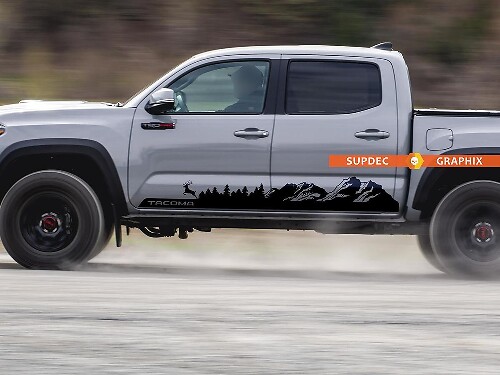 Mountains Trees and Deer Side Vinyl Decal Sticker for Toyota Tacoma