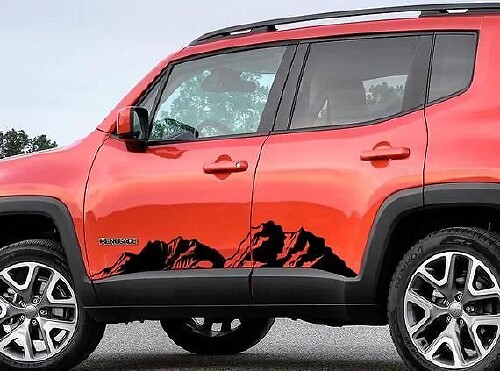 Mountains Rocker Panel Vinyl Sticker for Jeep Wrangler Renegade