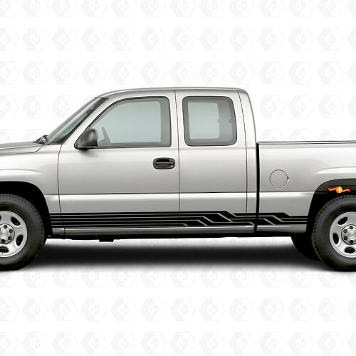 Angular Lightning Door & Rocker Panel Vinyl Stripes for Chevrolet Silverado 1500 GMT800 1999-2007