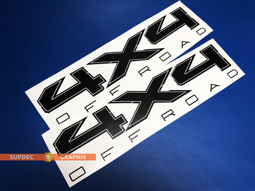 4X4 OFF ROAD Angular Outline Bedside Lettering Vinyl Decal Set for Musclecar truck