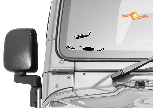 Military Convoy Corner Crawler Chaser Windshield Vinyl Sticker Decal for Jeep Wrangler