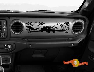 Jeep JT Rubicon Gladiator Dashboard Beach Scene 1941 Willys with Compass Scene Vinyl Decal