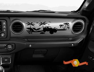 Jeep JT Rubicon Gladiator Dashboard Palm beach 1941 Willys with Scene Vinyl Decal