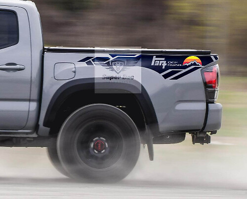 TEQ Off Road Vintage Style Bedside Vinyl Decal Sticker for Toyota Tacoma 2013-2020