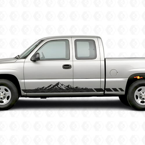 Mountain Topographic Door & Rocker Panel Vinyl Stripes for Chevrolet Silverado 1500 GMT800 1999-2007