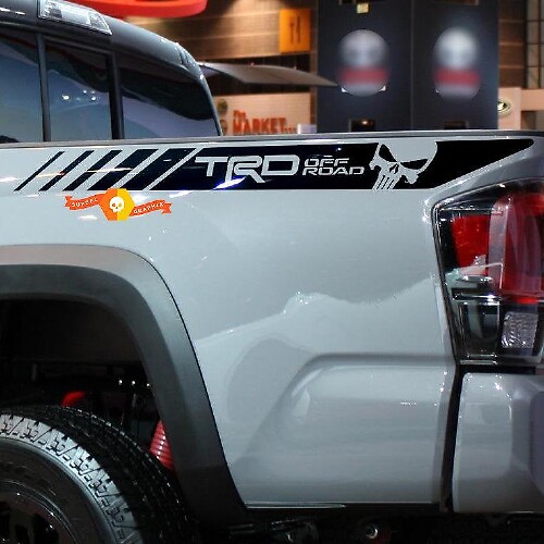 TRD Off Road Punisher Skull Bedside Vinyl Decal Sticker for Toyota Tacoma 2013-2020