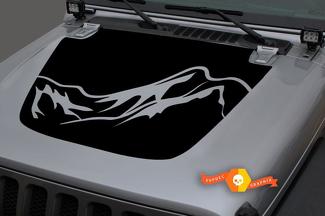 Jeep Gladiator JT Wrangler JL JLU Hood Mountains Vinyl decal Sticker Graphics for 2018-2021