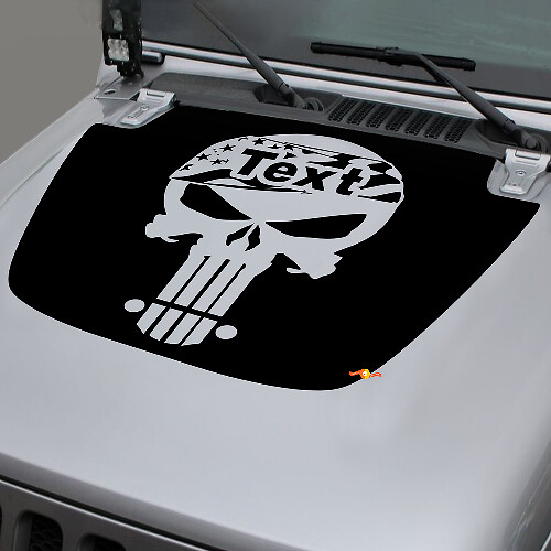 Skull Punisher USA Flag Hood Vinyl Decal Sticker Graphics for Jeep Gladiator Wrangler JL JLU JT