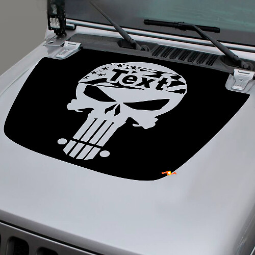 Skull Punisher USA Flag Hood Vinyl Decal Sticker Graphics for Jeep Gladiator Wrangler JL JLU JT